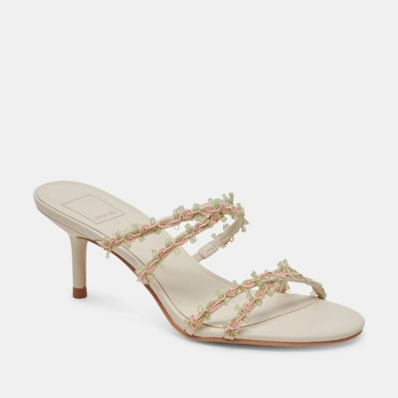 🔹DOLCE VITA🔹️ X For love and Lemons Betti Heeled Sandals Ivory Multi Size 9.5 - Picture 6 of 12